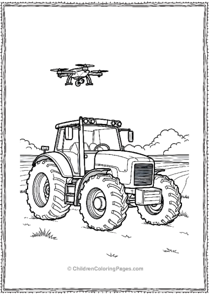 Tractor Working With Drone Flying Free PDF Printable