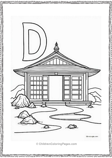 Traditional Japanese House With Zen Garden Free PDF Printable