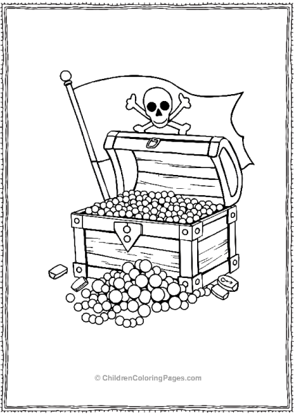 Pirate Treasure Chest Spilling Pearls And Gold Free PDF Printable