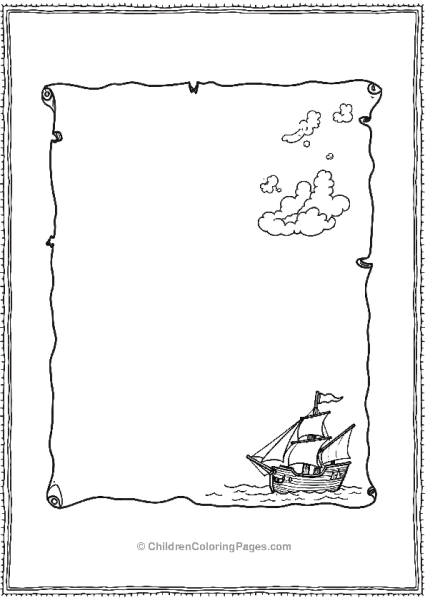 Treasure Map With A Pirate Ship Sailing Free PDF Printable