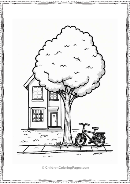 Tree And Bicycle On The Sidewalk Free PDF Printable