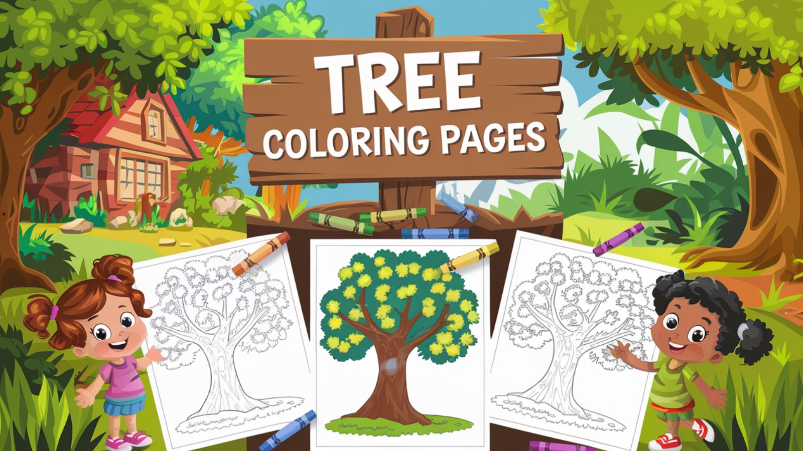 Tree Coloring Pages – Free PDF Printables For Kids 🌳🌲🖍️