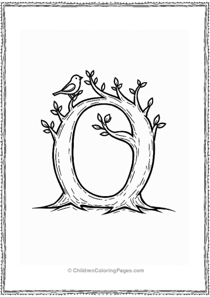 Tree Letter O With Bird Free PDF Printable