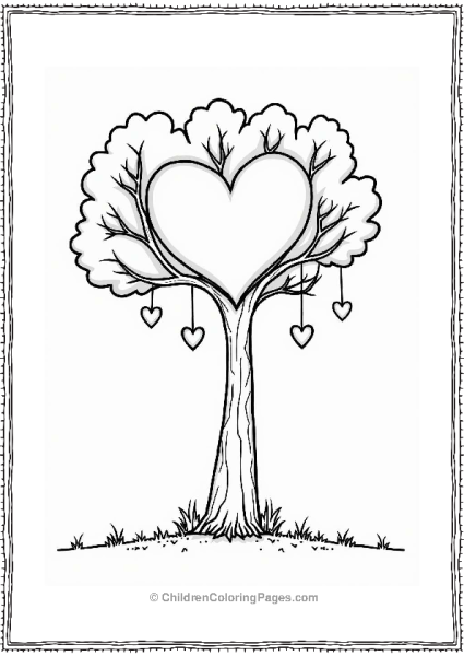 Tree Of Hearts Coloring Page Free PDF Printable