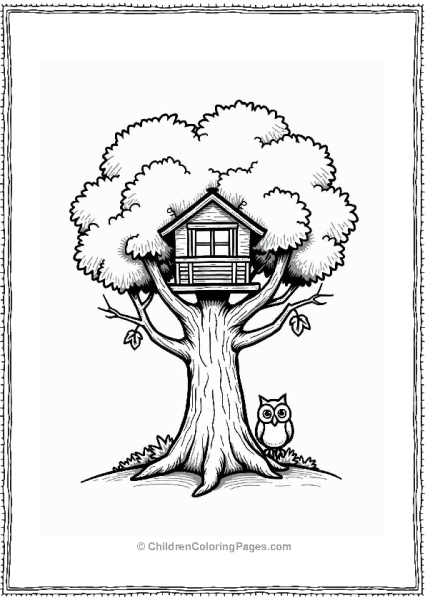 Treehouse With Owl And Binoculars Free PDF Printable