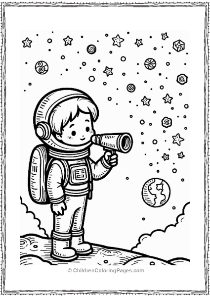 Trippy Theme Curious Character In A Space Suit Free PDF Printable