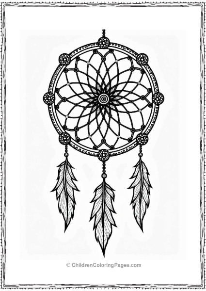 Trippy Theme Dreamcatcher Mandala Coloring Page Free PDF Printable