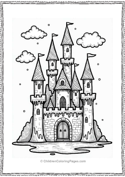 Trippy Theme Dripping Candy Castle Illustration Free PDF Printable