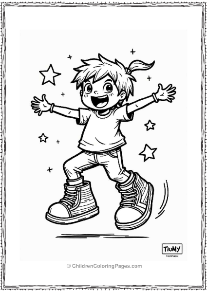 Trippy Theme Funky Footwear Character Jumping Free PDF Printable