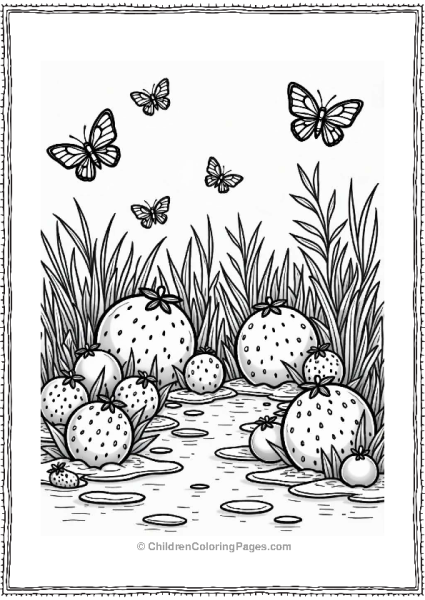 Trippy Theme Melting Fruit Garden With Butterflies Free PDF Printable