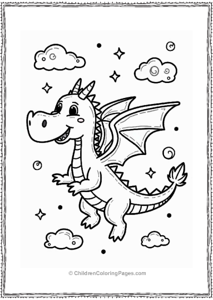 Trippy Theme Playful Dragon In A Whimsical Sky Free PDF Printable