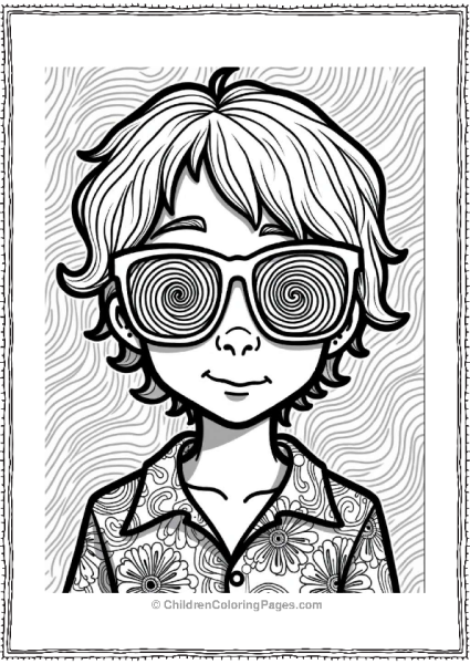 Trippy Theme Psychedelic Sunglasses Character Free PDF Printable