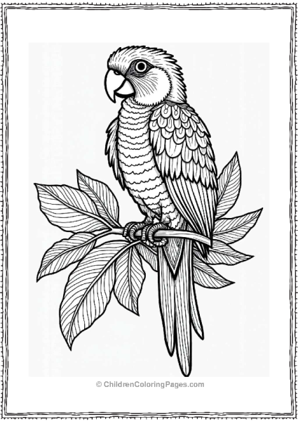 Trippy Theme Radiant Parrot Among Tropical Leaves Free PDF Printable