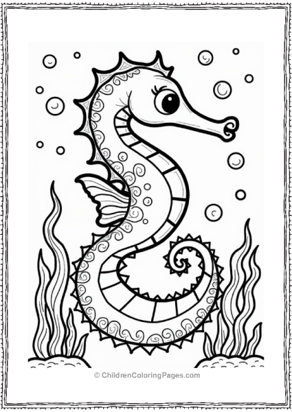 Trippy Theme Silly Seahorse In A Bubbly Ocean Free PDF Printable