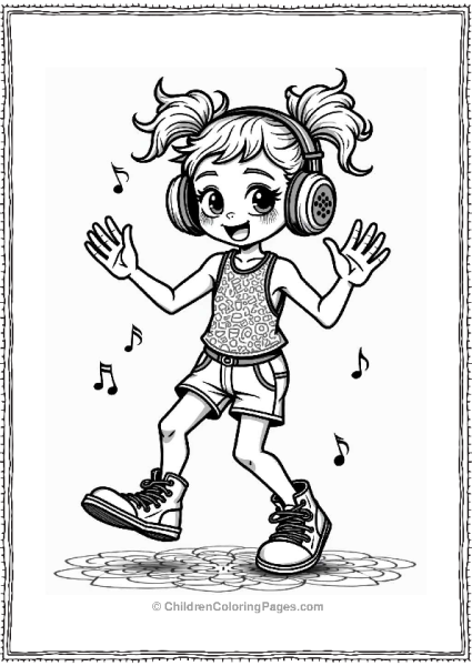 Trippy Theme Trippy Character With Retro Headphones Free PDF Printable