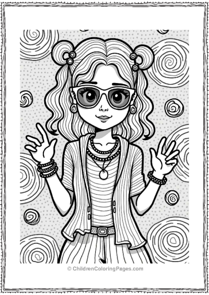 Trippy Theme Trippy Character With Vibrant Accessories Free PDF Printable