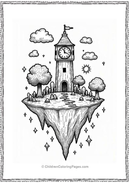 Trippy Theme Trippy Island With Clock Tower Free PDF Printable