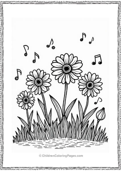 Trippy Theme Trippy Musical Garden With Floating Notes Free PDF Printable