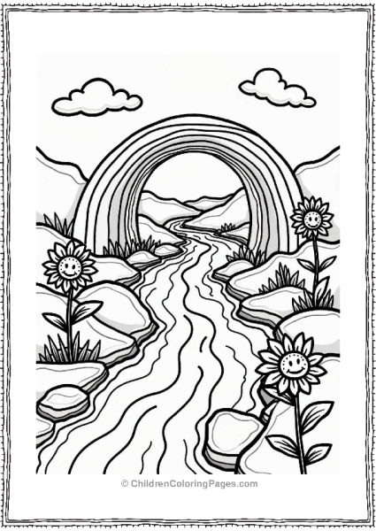 Trippy Theme Trippy Theme Flowing Rainbow River Illustration Free PDF Printable