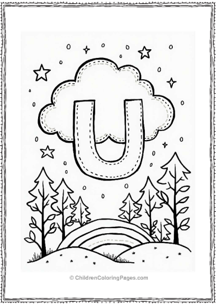 U Shaped Cloud Over A Magical Forest Free PDF Printable