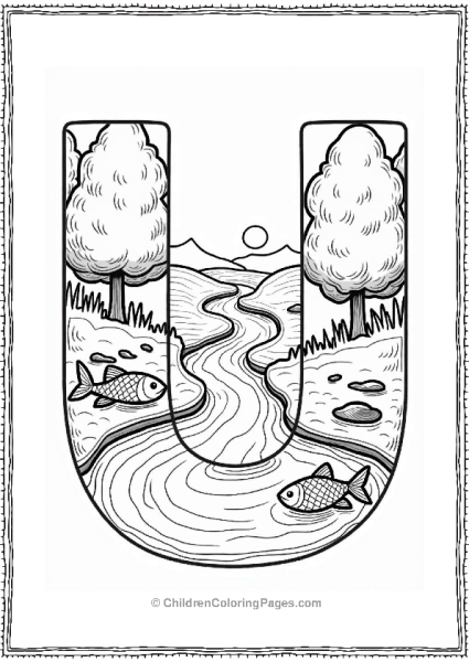 U Shaped River In A Magical Forest Free PDF Printable