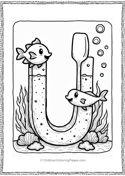 Underwater Spatula With Fish And Bubbles Free PDF Printable