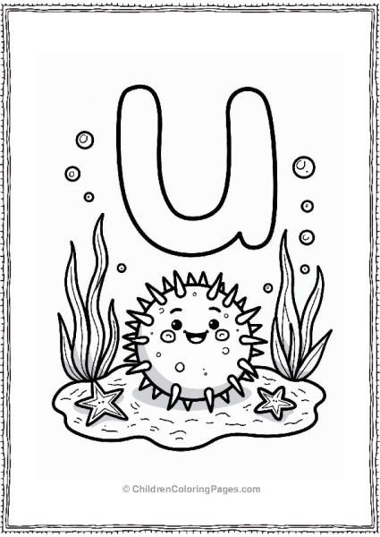 Underwater Urchin On Ocean Floor Free PDF Printable