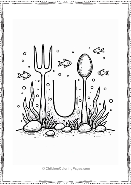 Underwater Utensils Illustration Free PDF Printable