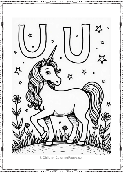 Unicorn In A Starry Garden Free PDF Printable