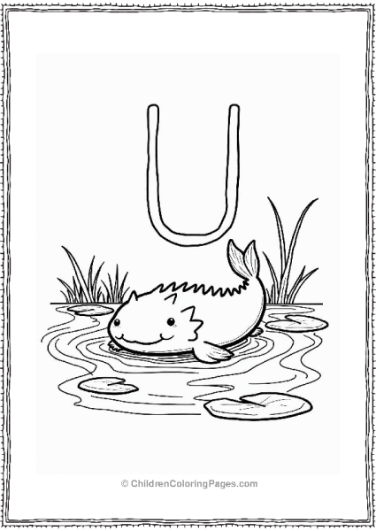 Unique Axolotl In A Serene Pond Free PDF Printable