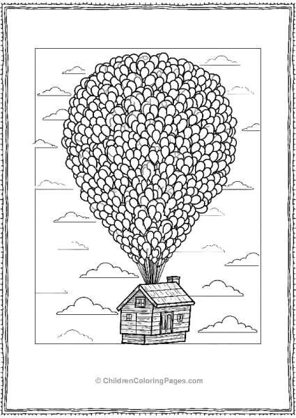 Up Bunch Of Balloons Tied To A House Free PDF Printable