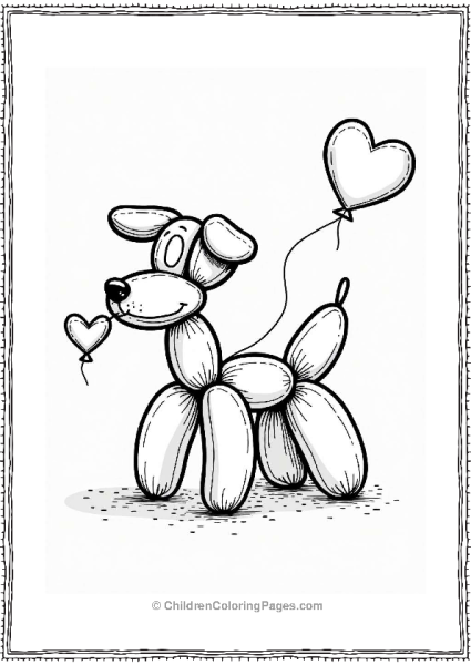 Valentine’s Balloon Dog With Heart Free PDF Printable