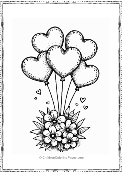 Valentine’s Balloons And Flowers Bouquet Free PDF Printable
