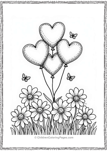 Valentine’s Balloons And Flowers Free PDF Printable