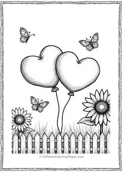 Valentine’s Balloons By Sunflowers Free PDF Printable