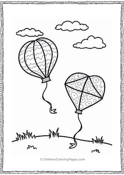 Valentine’s Balloons Flying Kites Free PDF Printable