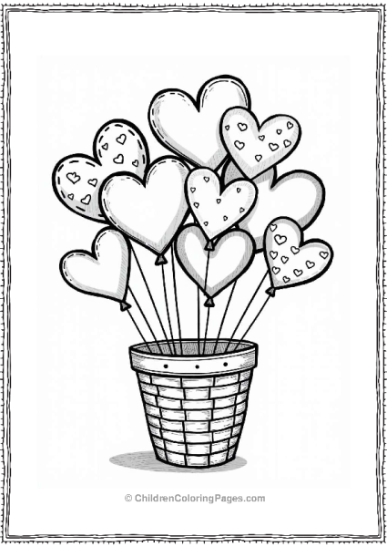 Valentine’s Balloons In A Basket Free PDF Printable