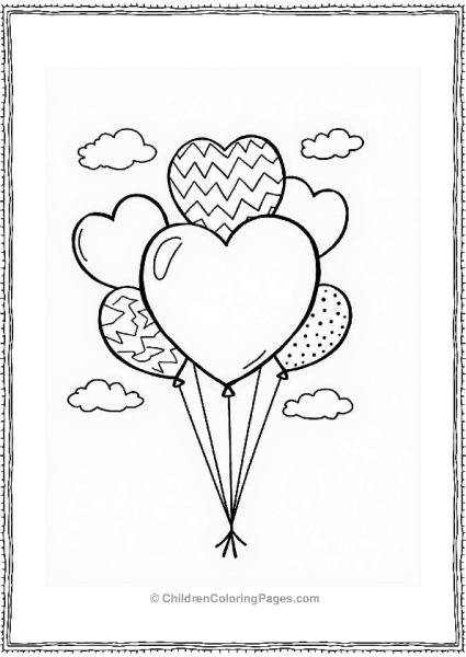 Valentine’s Balloons In A Cloudy Sky Free PDF Printable