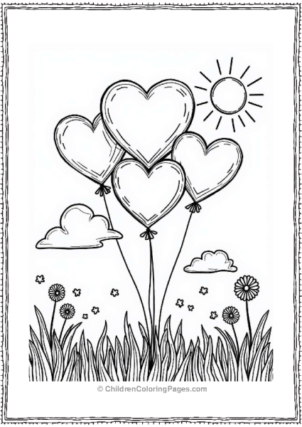 Valentine’s Balloons In A Sunny Meadow Free PDF Printable