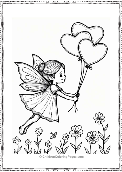 Valentine’s Balloons With A Joyful Fairy Free PDF Printable