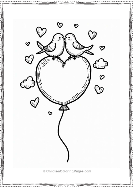 Valentine’s Balloons With Love Birds Free PDF Printable
