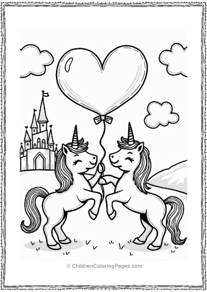 Valentine’s Balloons With Unicorns Free PDF Printable