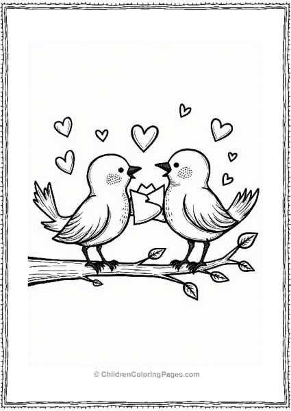 Valentine’s Day Birds Exchanging Love Letters Free PDF Printable