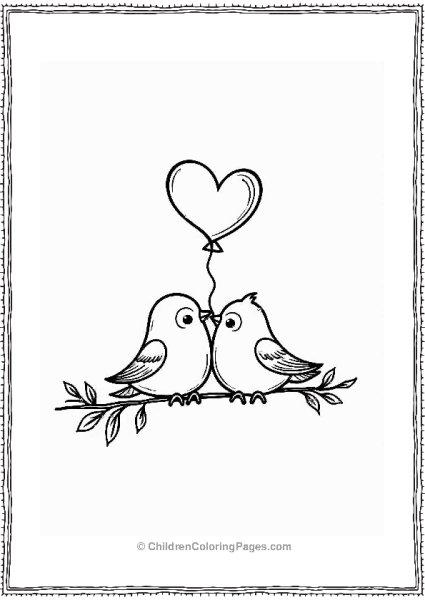 Valentine’s Day Love Birds With Balloon Free PDF Printable