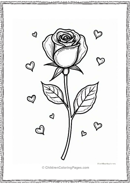 Valentine’s Day Rose With Hearts Free PDF Printable