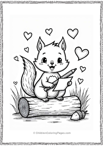 Valentine’s Day Squirrel Writing A Card Free PDF Printable