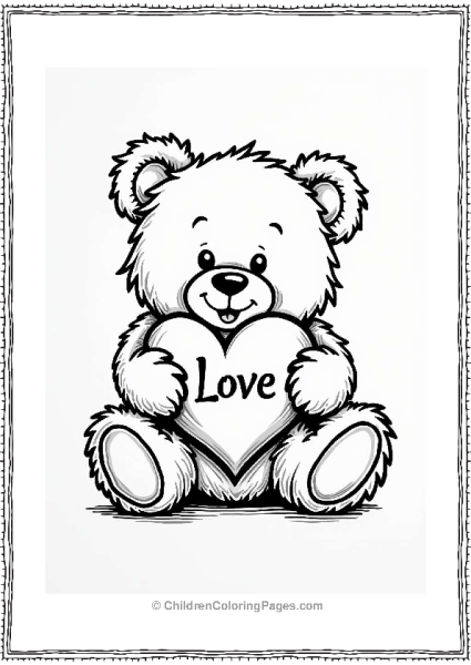 Valentine’s Day Teddy Bear Holding Heart Free PDF Printable