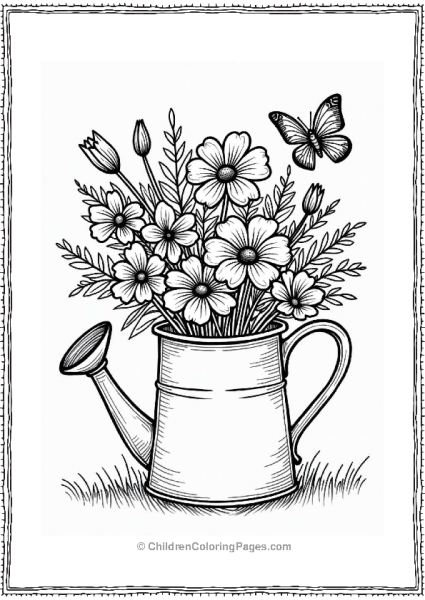 Valentine’s Day Watering Can With Flowers Free PDF Printable