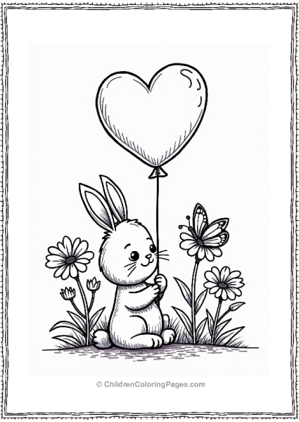 Valentine’s Balloon With Bunny Free PDF Printable