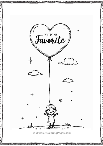 Valentine’s Balloon With Smiling Character Free PDF Printable